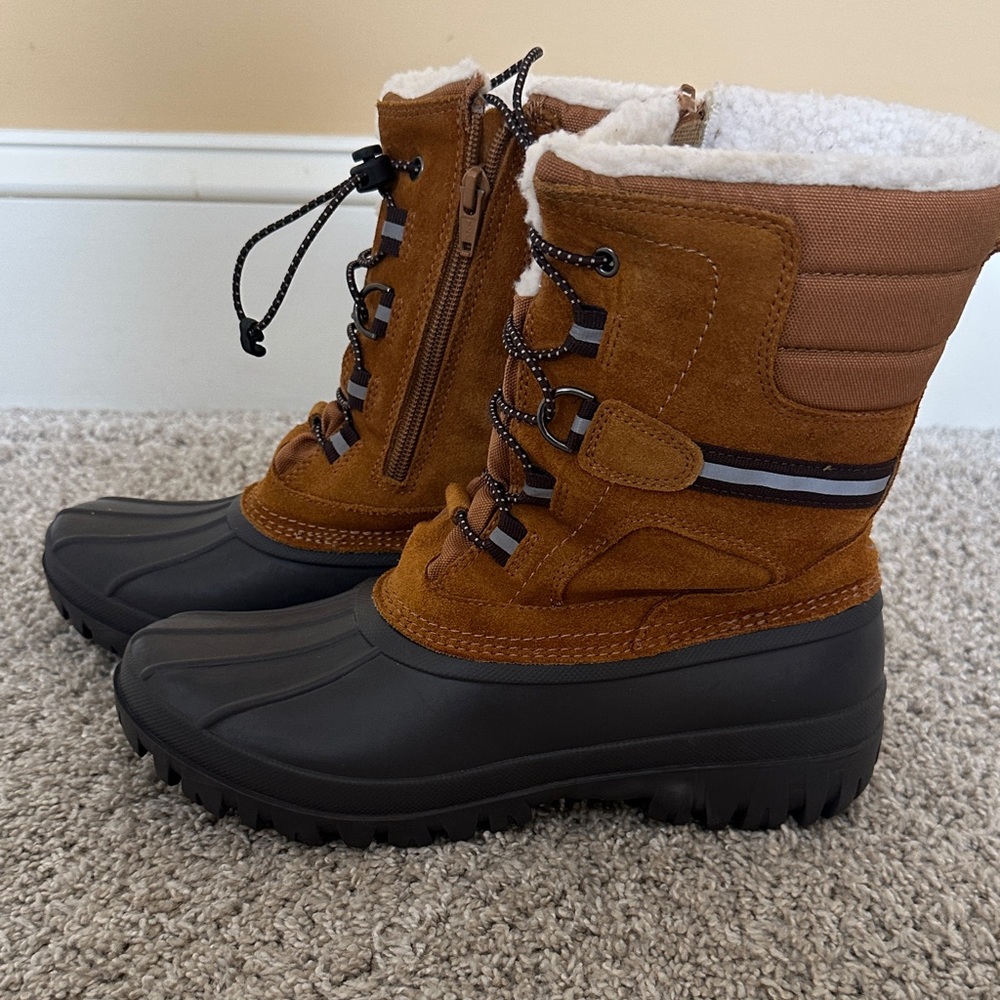 Lands' End Tan and Black Winter Boots